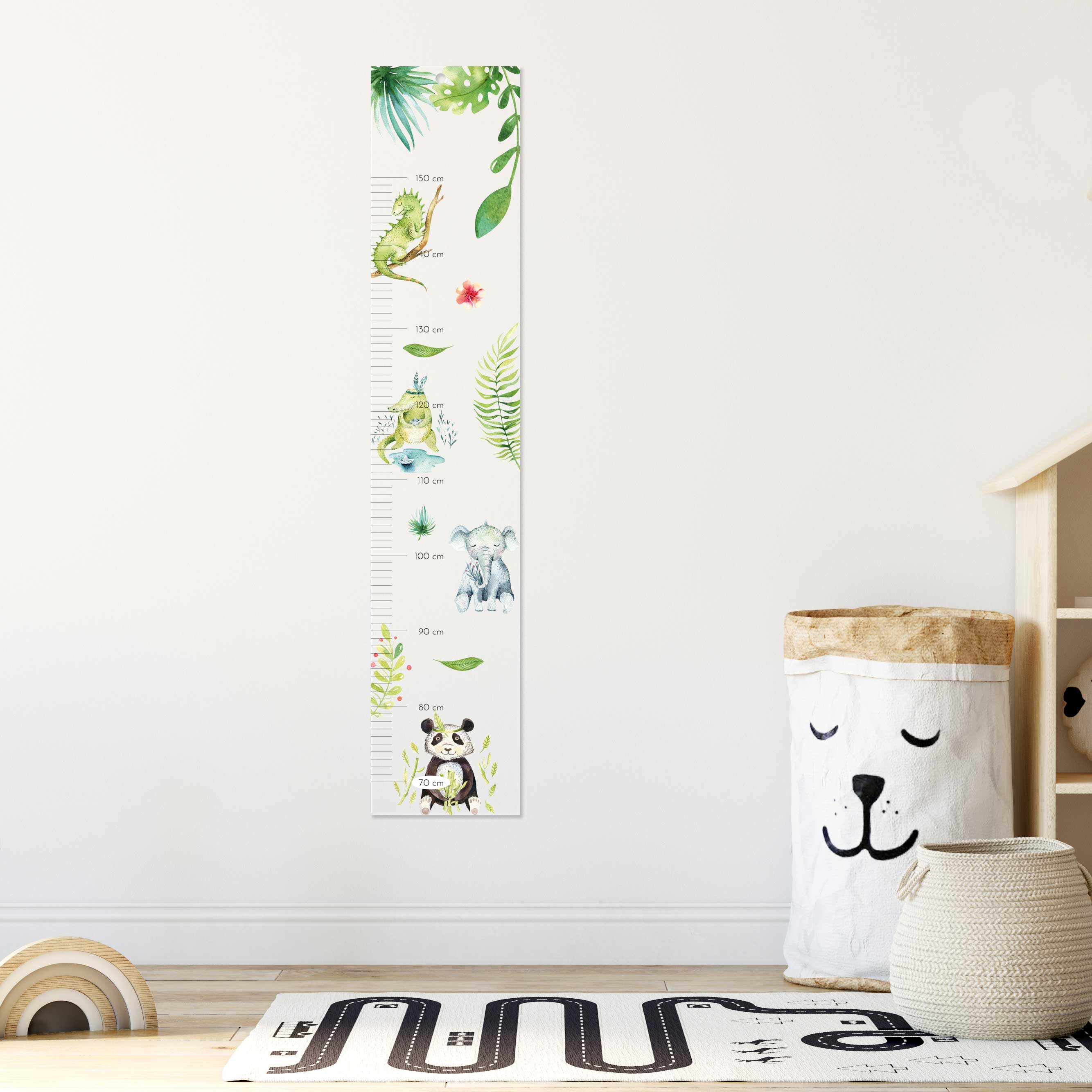 Kinder-Messlatte aus Acryl Motiv "Dschungel Tiere" mit Name