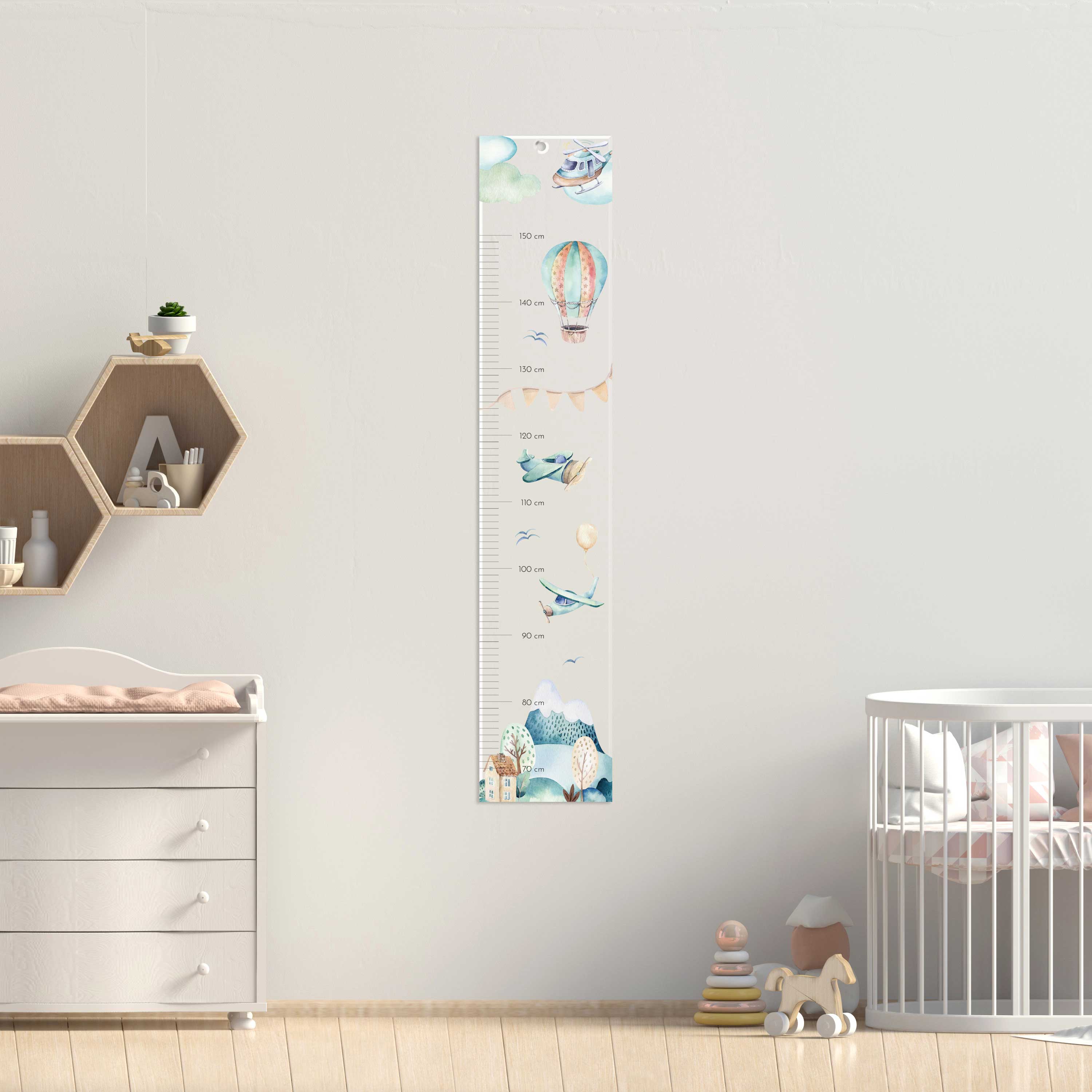 Kinder-Messlatte aus Acryl Motiv "Flugzeuge"
