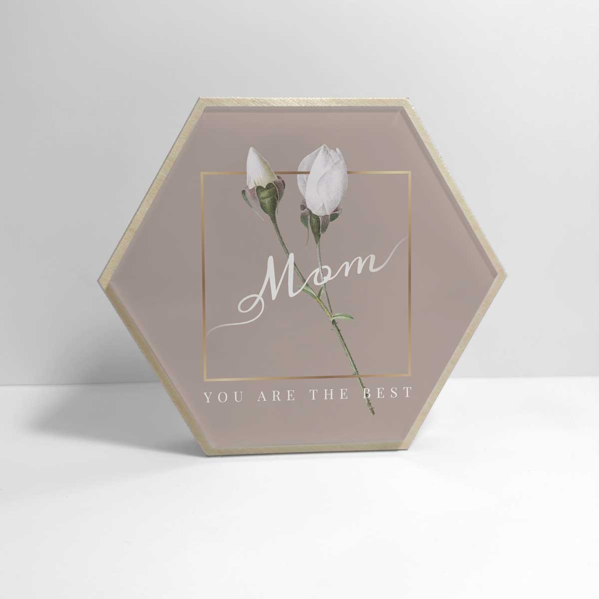 Hexagon Aufsteller Mom