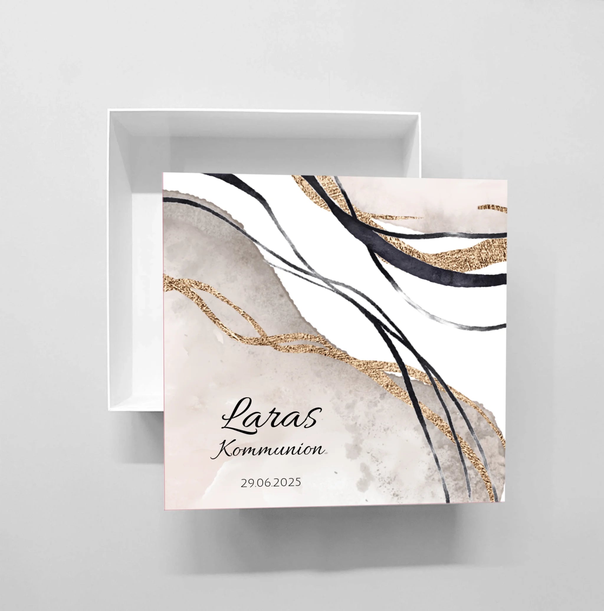 Erinnerungsbox zur Komunion taupe gold
