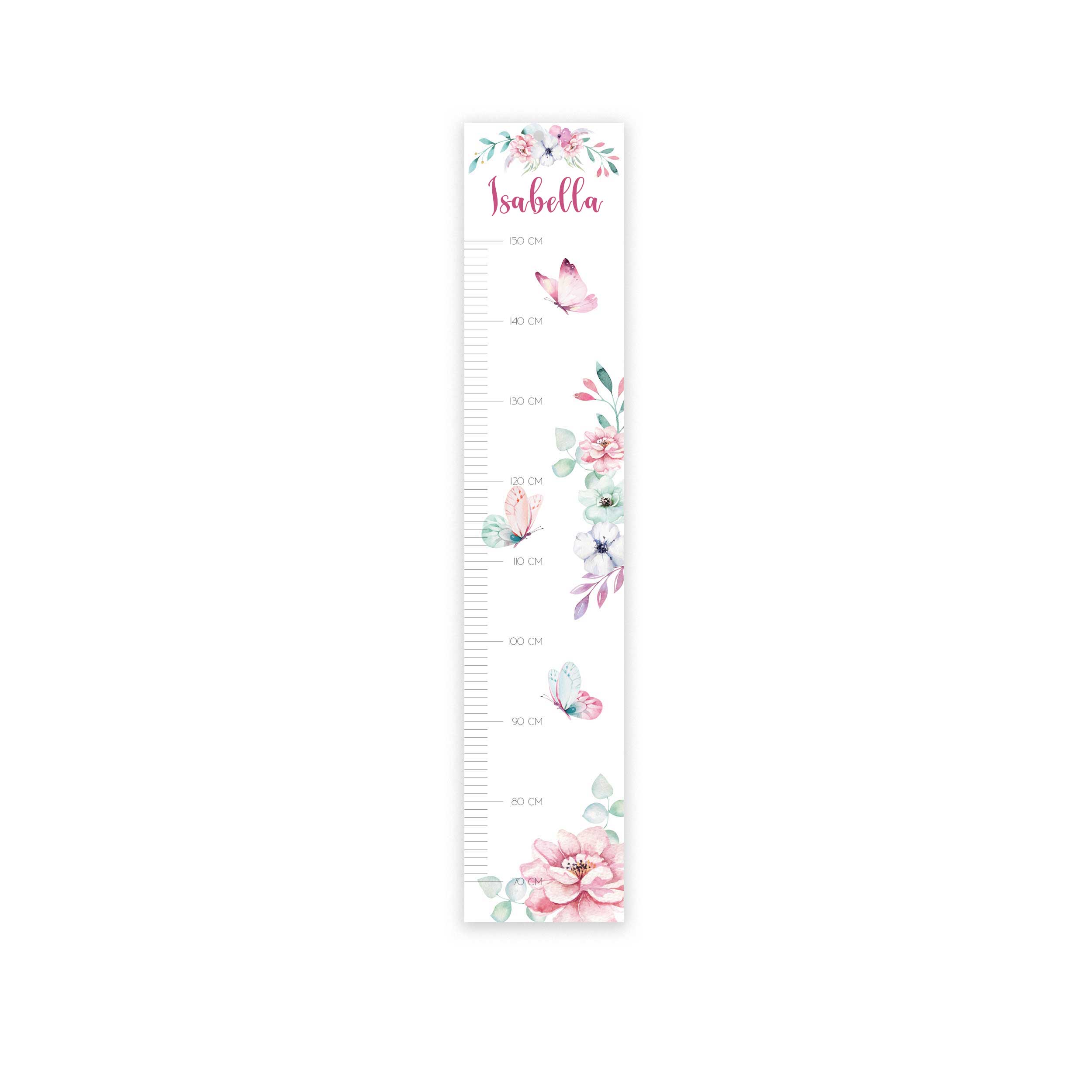 Kinder-Messlatte aus Acryl Motiv "Blumen pastell" mit Name