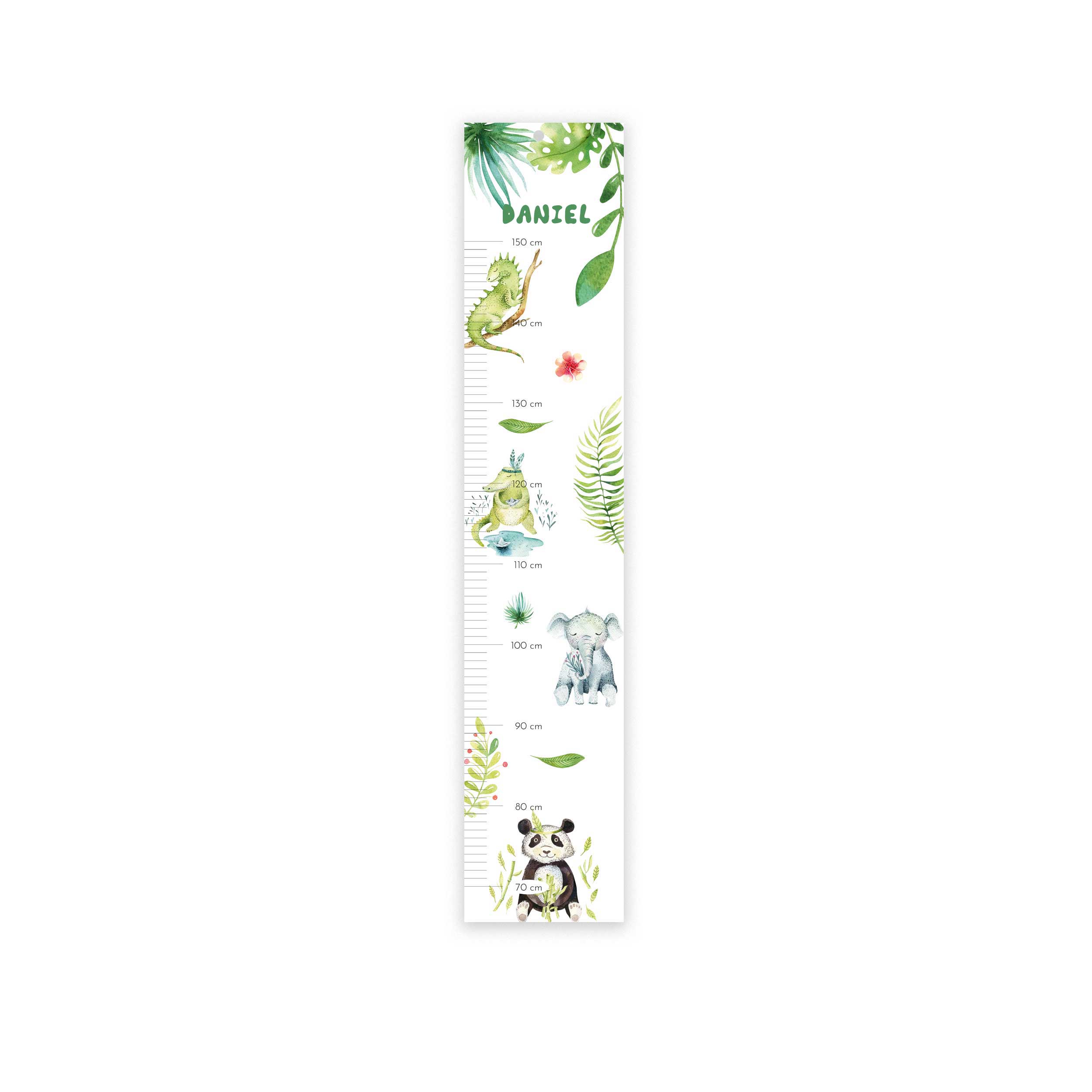 Kinder-Messlatte aus Acryl Motiv "Dschungel Tiere" mit Name